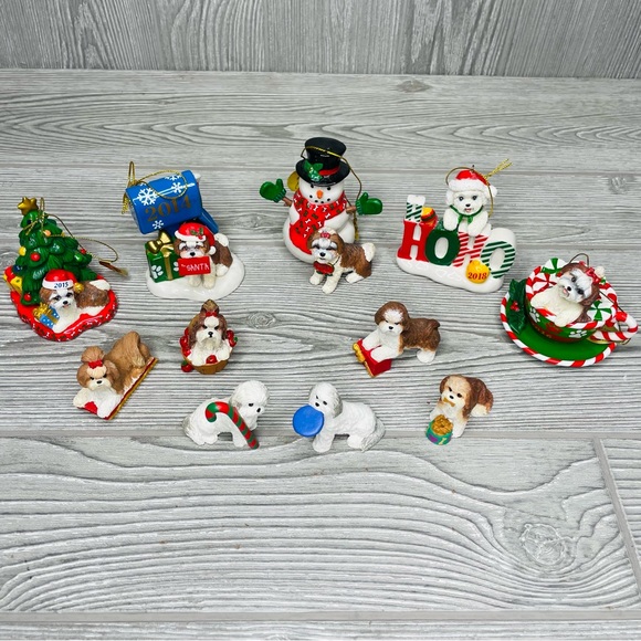 Danbury mint Maltese / shih tzu dog Christmas figurine / ornaments collectible - Picture 3 of 14